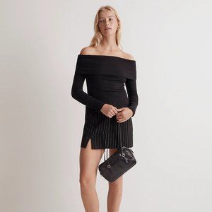 Madewell Off-Shoulder Long-Sleeve Top Black Size Medium